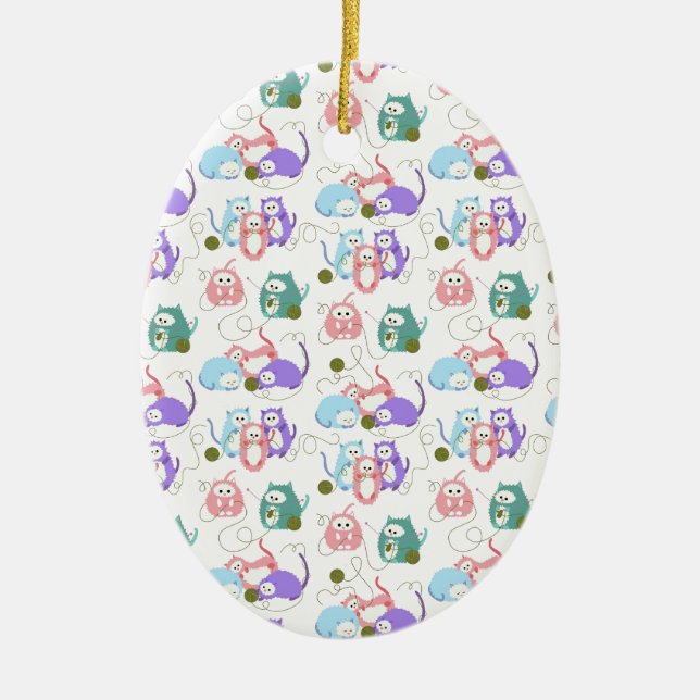 Adorno De Cerámica ¡Hacer punto de 3 el pequeño gatitos! (Frente)