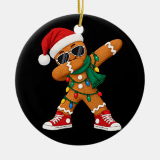 Adorno De Cerámica Haciendo Dab con Pan de Jengibre Navidad Divertida