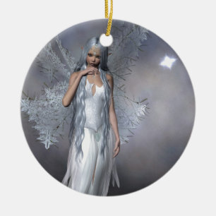 Adorno De Cerámica Hada de plata de Frost