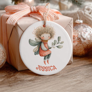 Adorno De Cerámica Hada en acuarela con nombre y foto pastel