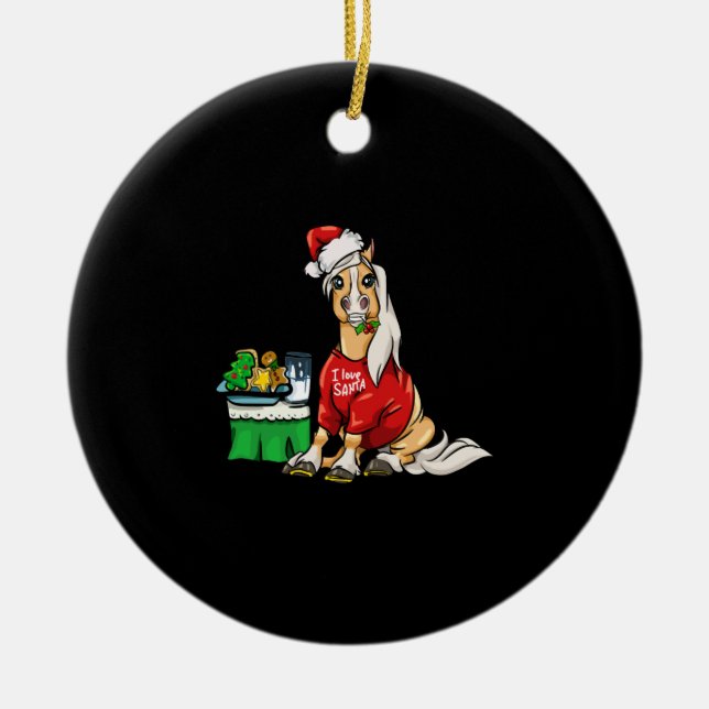 Adorno De Cerámica Haflinger Horse Navidades Amo Santa Gift (Frente)