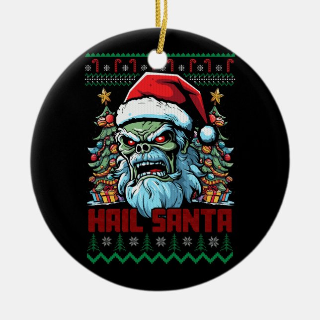 Adorno De Cerámica Hail Santa Heavy Metalizado Headbanger Navidades f (Frente)