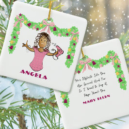 Adorno De Cerámica Hairdresser Cartoon Ethnic Thank You Christmas