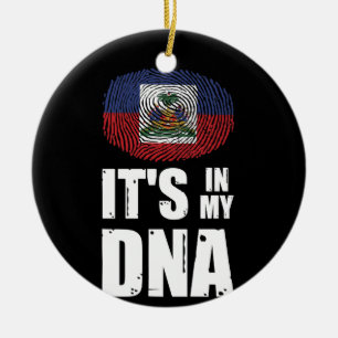 Adorno De Cerámica Haití está en mi ADN Huella digital del Orgullo Ha