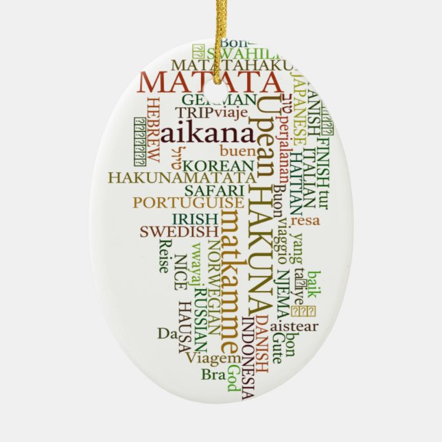 Adorno De Cerámica Hakuna Matata Global Word Cloud Art (Frente)