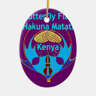 Adorno De Cerámica "Hakuna Matata Kenya" Arte de mariposa Imprimir/Gr