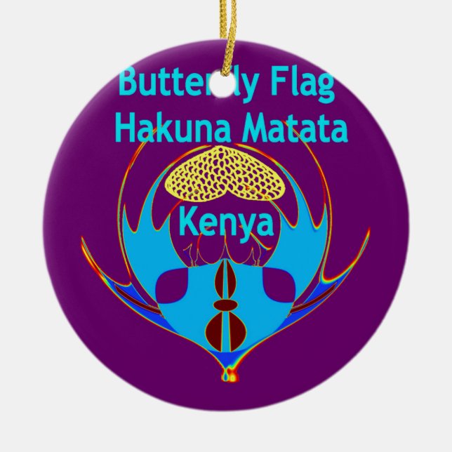 Adorno De Cerámica "Hakuna Matata Kenya" Arte de mariposa Imprimir/Gr (Frente)