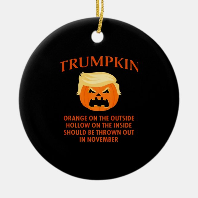Adorno De Cerámica Halloween anti Trumpkin divertido (Frente)
