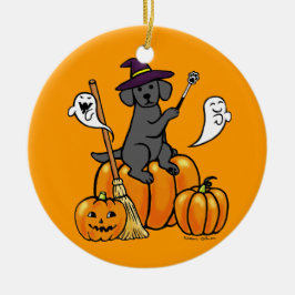 Adorno De Cerámica Halloween Black Labrador Personalizado 2