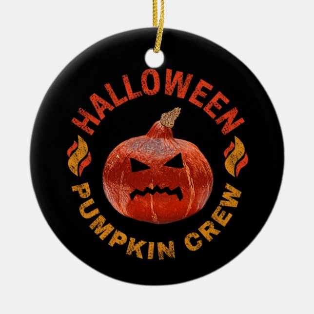 Adorno De Cerámica Halloween Calabaza Cara de vestimenta retro Acción (Frente)