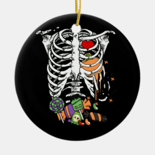 Adorno De Cerámica Halloween Candy Skeleton Rib Cage X-Ray