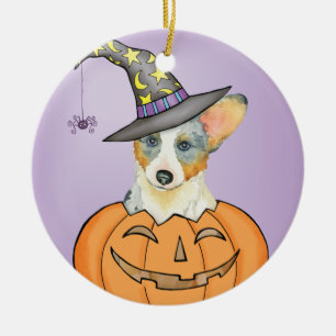Adorno De Cerámica Halloween Cardigan Welsh Corgi