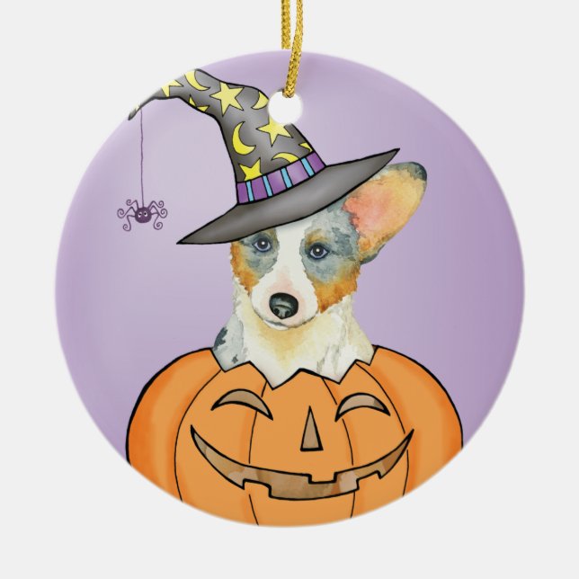 Adorno De Cerámica Halloween Cardigan Welsh Corgi (Frente)