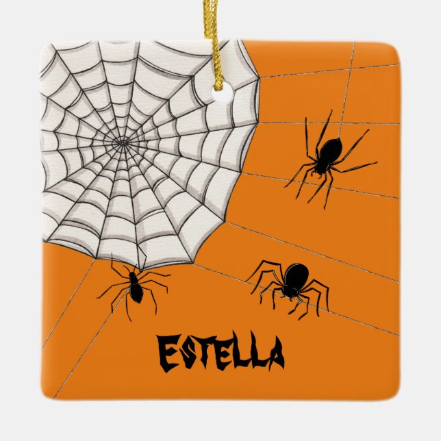Adorno De Cerámica Halloween de arañas espeluznantes personalizadas (Anverso)