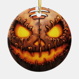 Adorno De Cerámica Halloween de la calabaza de fútbol espeluznante