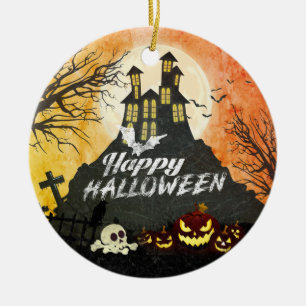 Adorno De Cerámica Halloween de la noche del cielo estremecedor de la
