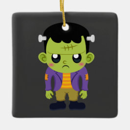 Adorno De Cerámica Halloween de Monstruo Frankenstein Verde