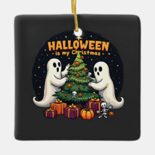 Adorno De Cerámica Halloween es mi Navidad Divertido Fantasma Navidad