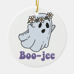 Adorno De Cerámica Halloween Fantasma Espeluznante Boo Jee Boo 