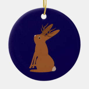 Adorno De Cerámica Halloween Jackalope Trick o Traer nombre personali
