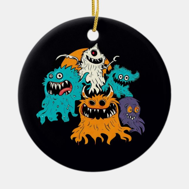 Adorno De Cerámica Halloween/Monster/Octubre/Otoño (Frente)