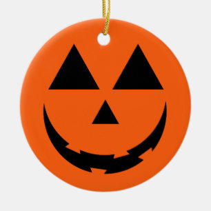 ADORNO DE CERÁMICA HALLOWEEN NARANJA PUMPKIN FACE