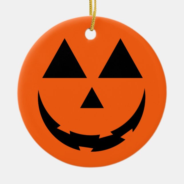 ADORNO DE CERÁMICA HALLOWEEN NARANJA PUMPKIN FACE (Frente)