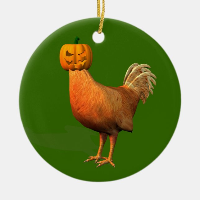 Adorno De Cerámica Halloween Rooster (Frente)