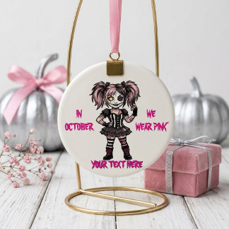 Adorno De Cerámica Halloween Rosa Gótico I En Octubre Nosotros Vestim
