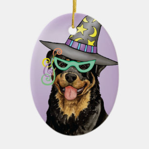 Adorno De Cerámica Halloween Rottweiler