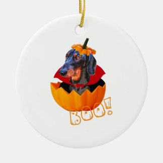 Adorno De Cerámica Halloween Sausage Dog Boo Pumpkin Dachshund