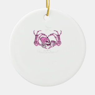 Adorno De Cerámica Halloween Skull Heart Hands Skeleton Beanie Design