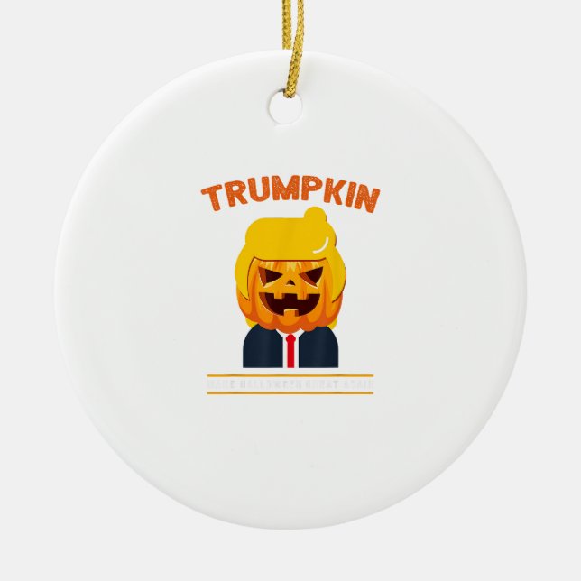 Adorno De Cerámica Halloween Trumpkin Funny Calabaza Halloween (Frente)