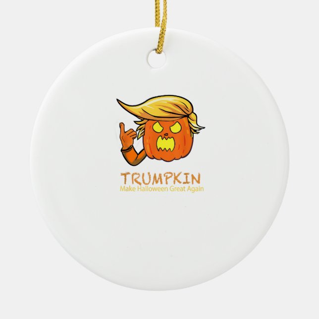 Adorno De Cerámica Halloween Trumpkin Funny - Diseño de Disfraces Clá (Frente)