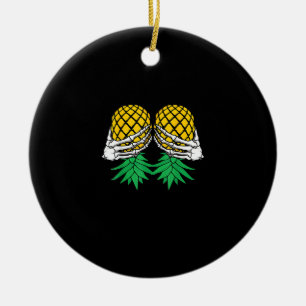 Adorno De Cerámica Halloween Upside Down Pineapple Swinger Skeleton H