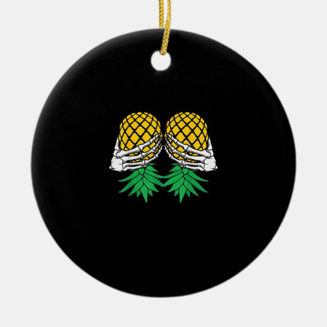 Adorno De Cerámica Halloween Upside Down Pineapple Swinger Skeleton H (Frente)