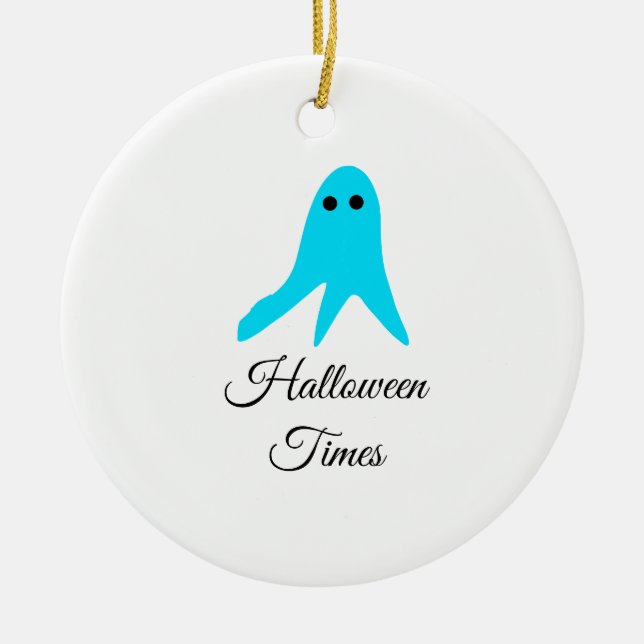 Adorno De Cerámica Halloween veces el fantasma azul garabato dibujado (Frente)