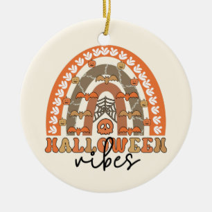 Adorno De Cerámica Halloween Vibes Boho Rainbow Fall Halloween