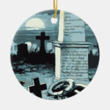 Adorno De Cerámica Halloween vintage, cementerio espeluznante con tum