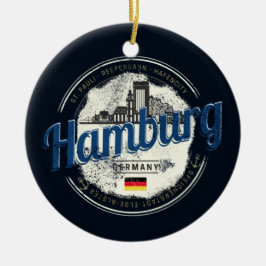 Adorno De Cerámica Hamburg Skyline Alemania Vintage Holiday Souvenir