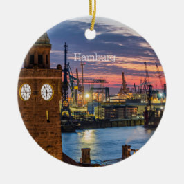 Adorno De Cerámica Hamburgo, Alemania vista panorámica al ocaso