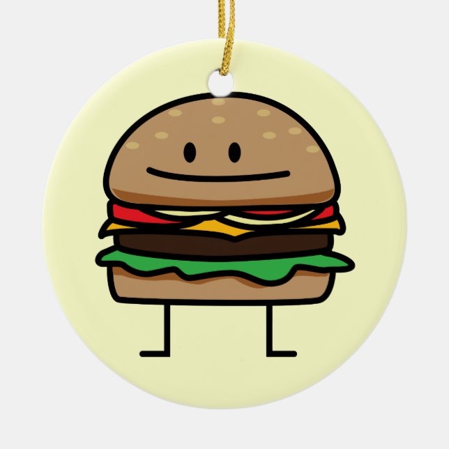 Adorno De Cerámica Hamburguesa feliz (Frente)