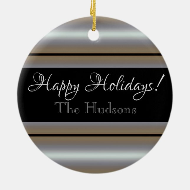 Adorno De Cerámica HAMbyWG Foto de franja blanca negra y perla (Atrás)