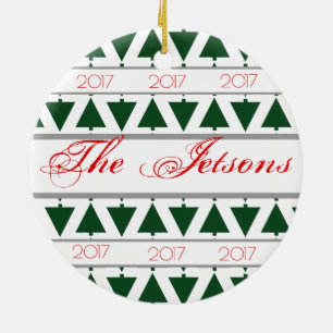 Adorno De Cerámica HAMbyWG Round Ornament - Green and White