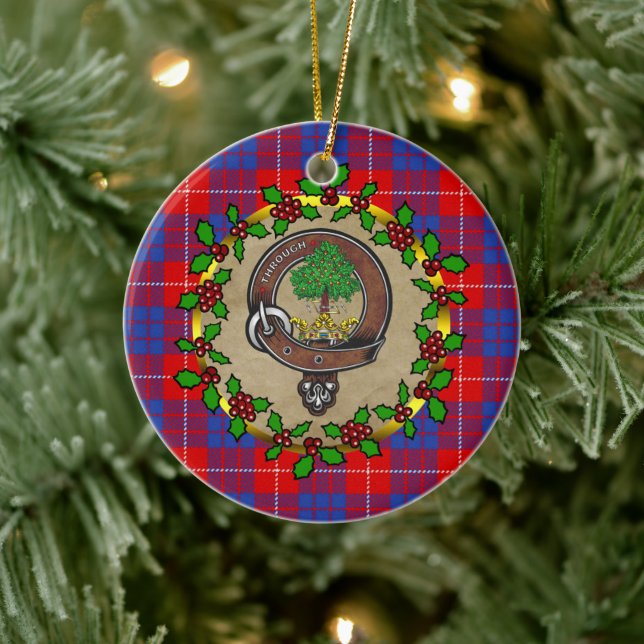 Adorno De Cerámica Hamilton Clan Badge & Tartan Personalizado Xmas (Árbol)
