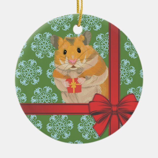 Adorno De Cerámica Hammy Navidades Navidades Hamster (Frente)
