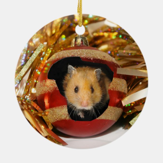 Adorno De Cerámica Hamster Christmas (Atrás)