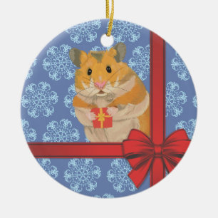 Adorno De Cerámica Hámster del navidad de los copos de nieve