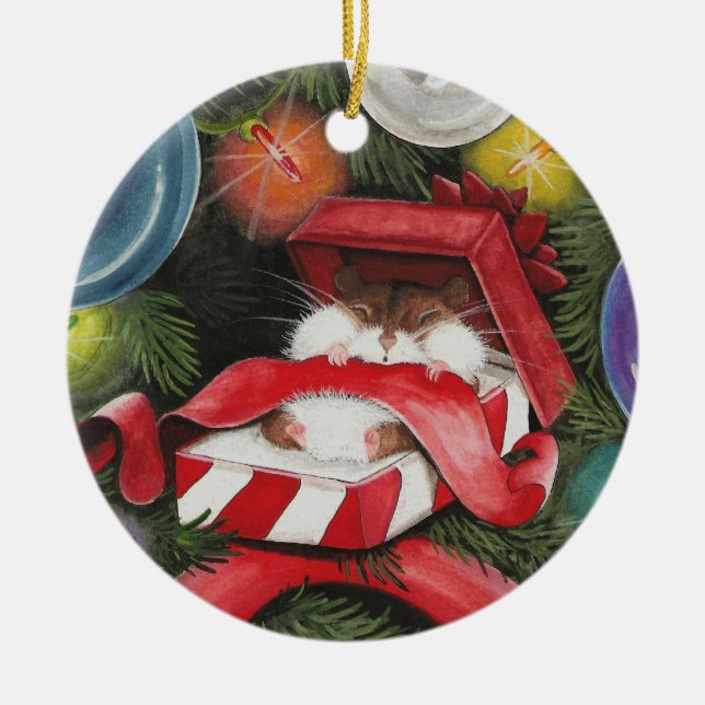 Adorno De Cerámica Hámster del navidad - día de fiesta de Hammie (Frente)