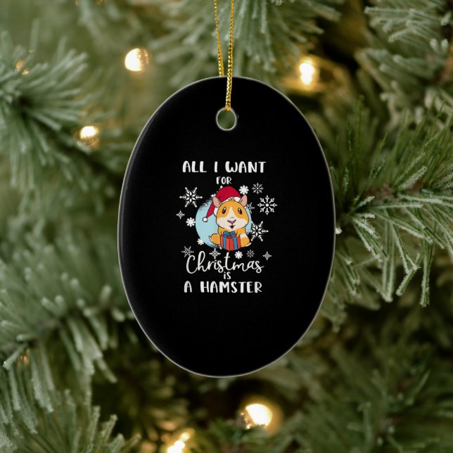 Adorno De Cerámica Hamster Todo Lo Que Quiero Navidades Es Un Hamster (Árbol)